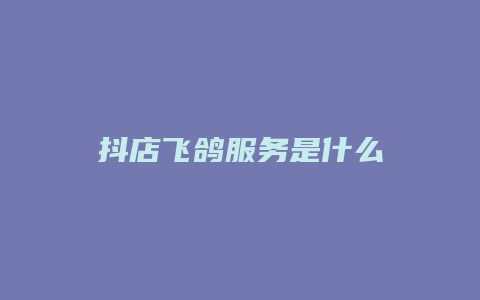 抖店飞鸽服务是什么