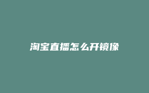 淘宝直播怎么开镜像