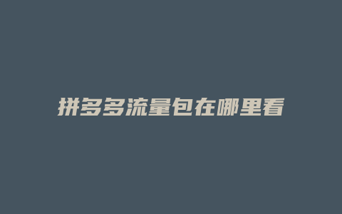 拼多多流量包在哪里看