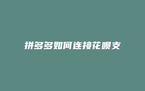 拼多多如何连接花呗支付