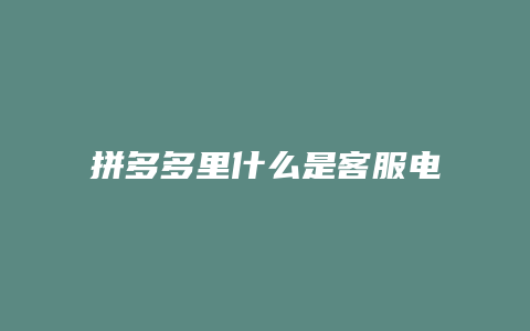 拼多多里什么是客服电话