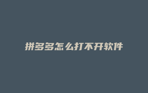 拼多多怎么打不开软件了