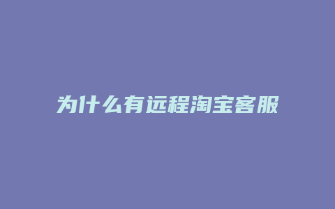 为什么有远程淘宝客服