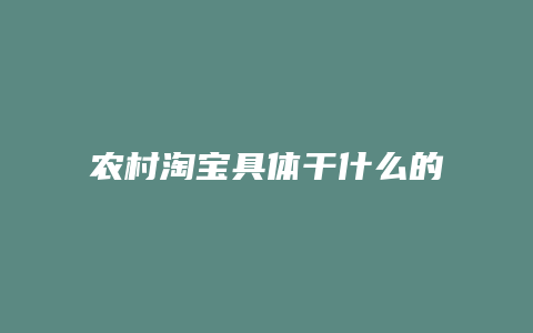 农村淘宝具体干什么的