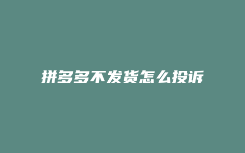 拼多多不发货怎么投诉
