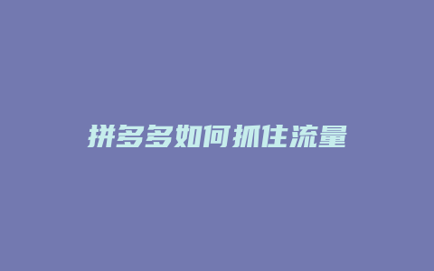 拼多多如何抓住流量