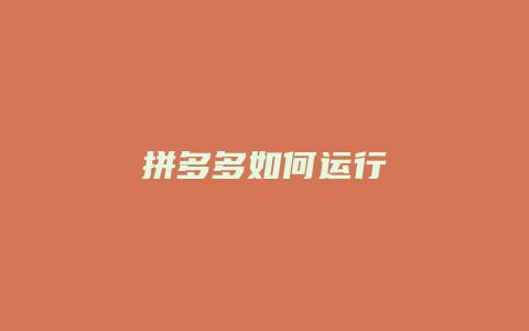 拼多多如何运行