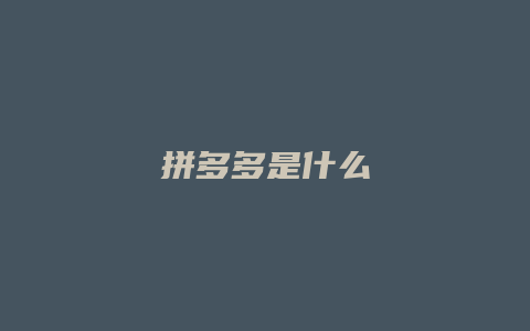 拼多多是什么